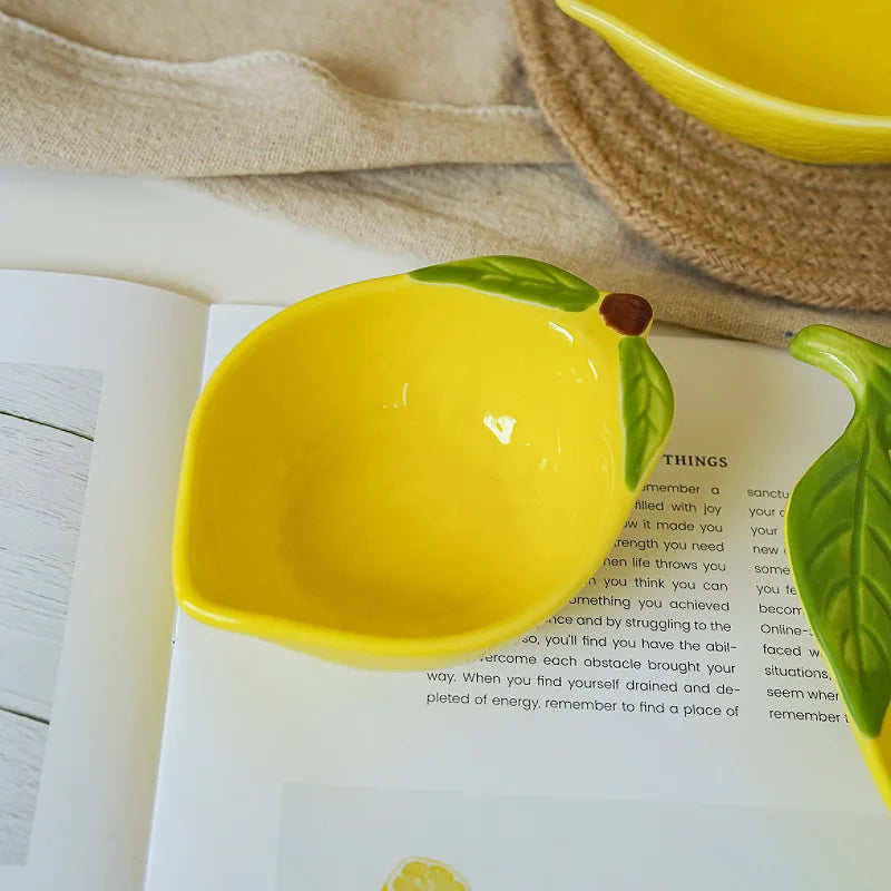 Cartoon Lemon Shaped Ceramic Sauce Dish Tableware Creative Fruit Sushi Dessert Cake Plates High Aesthetic Breakfast Dishes