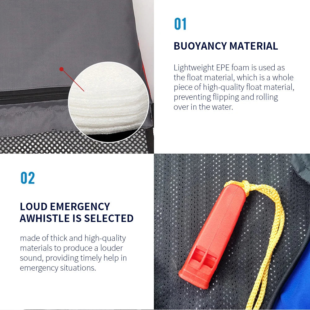 Outdoor Fishing Vest with High Buoyancy and Safety Features for Fishing Boating Adjustable Life Jacket