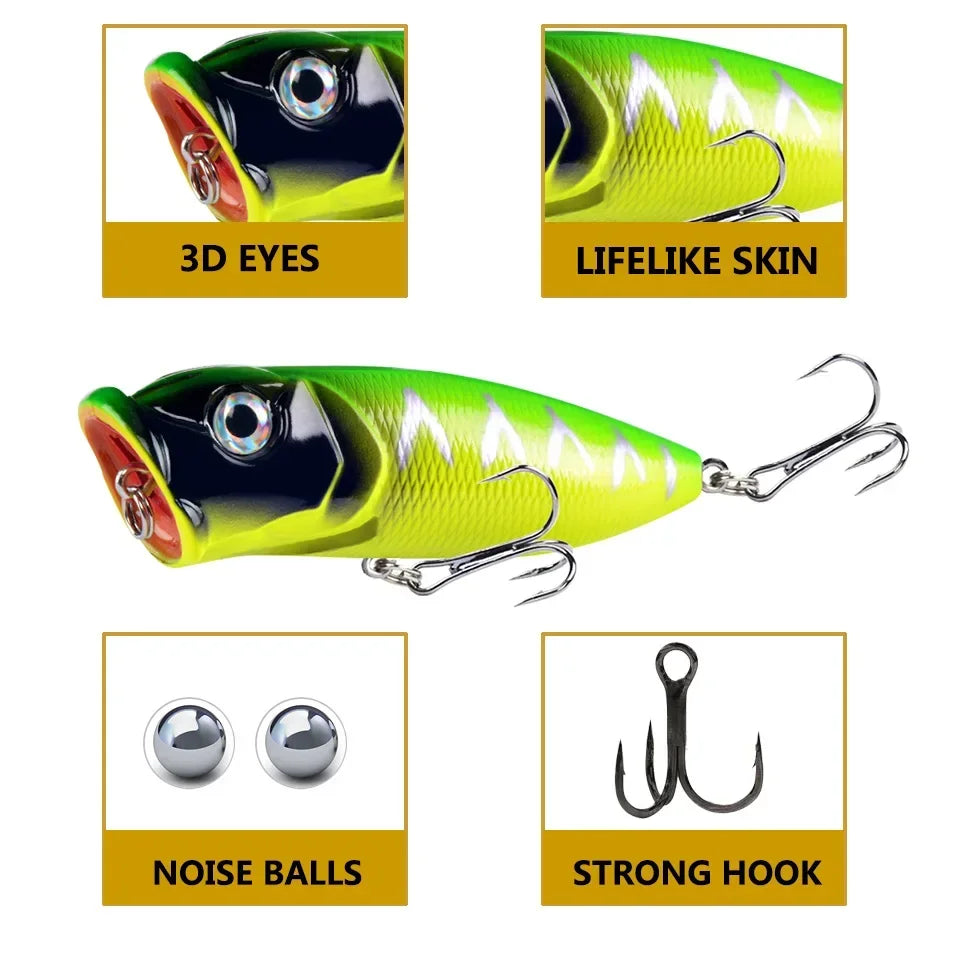 6.5cm 10g Lure Bait Floating Water Bead Wave Climbing Bionic Vibrating Swing Temptation Top Water Temptation Bass Predatory Bait