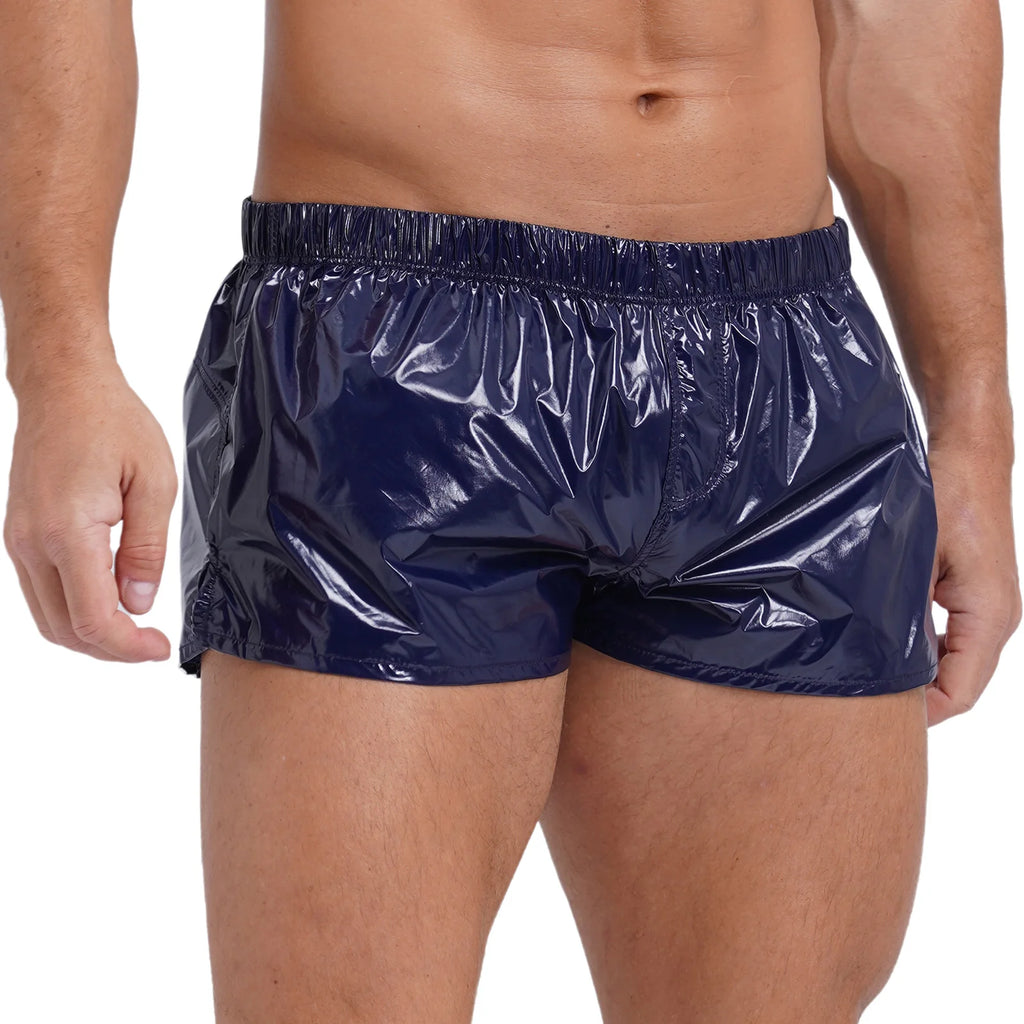 Swimwear for Mens Glossy Swimming Trunks Low Rise Shorts Male Beach Shorts Swimsuit Beachwear Swim Pool Party Nightclub Costume