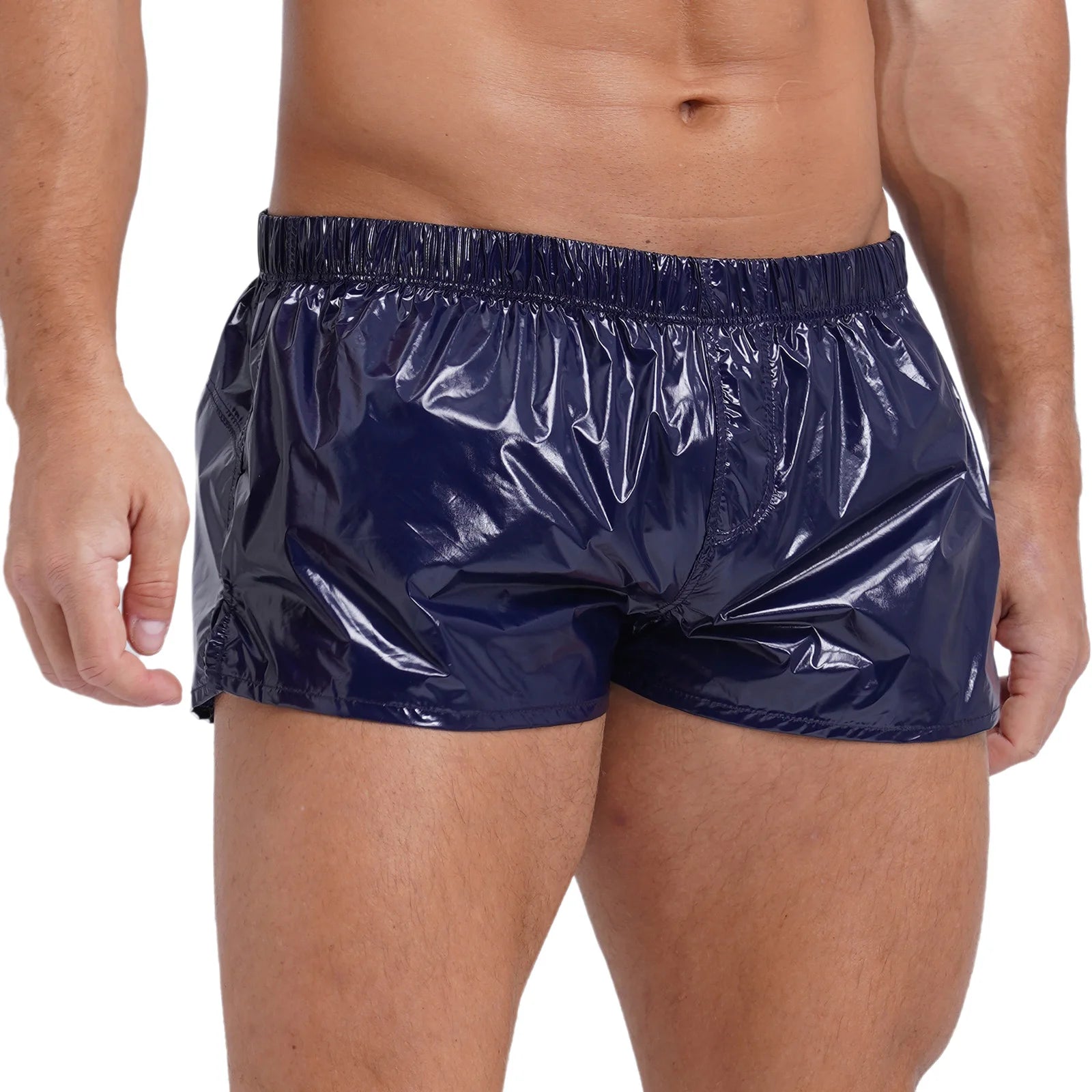 Swimwear for Mens Glossy Swimming Trunks Low Rise Shorts Male Beach Shorts Swimsuit Beachwear Swim Pool Party Nightclub Costume