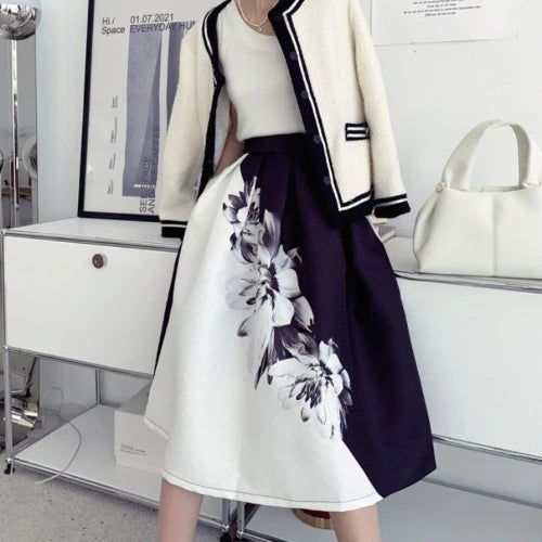Woman Skirt Midi Summer 2025 Patchwork Skirts for Women Stylish Luxury Elegant Streetwear V Chic Harajuku High Quality Aesthetic