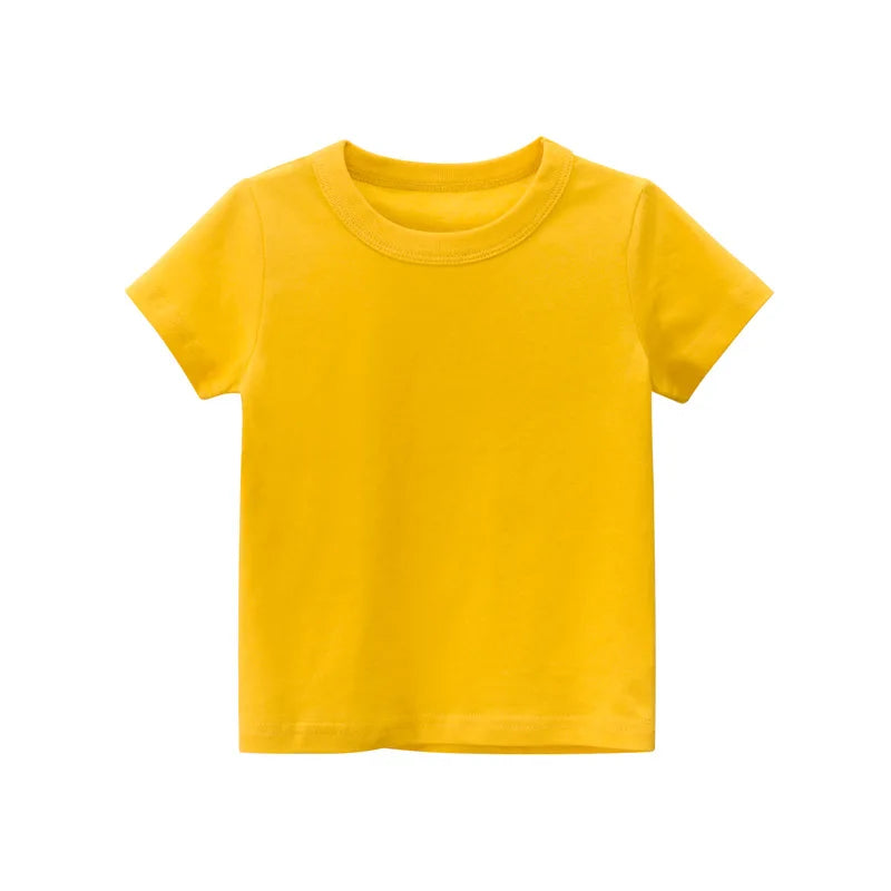 1-7 Years Kid Baby Clothing Boys Girls T-shirt Summer Solid Color Short Sleeve Round Neck Tops Kids Clothing