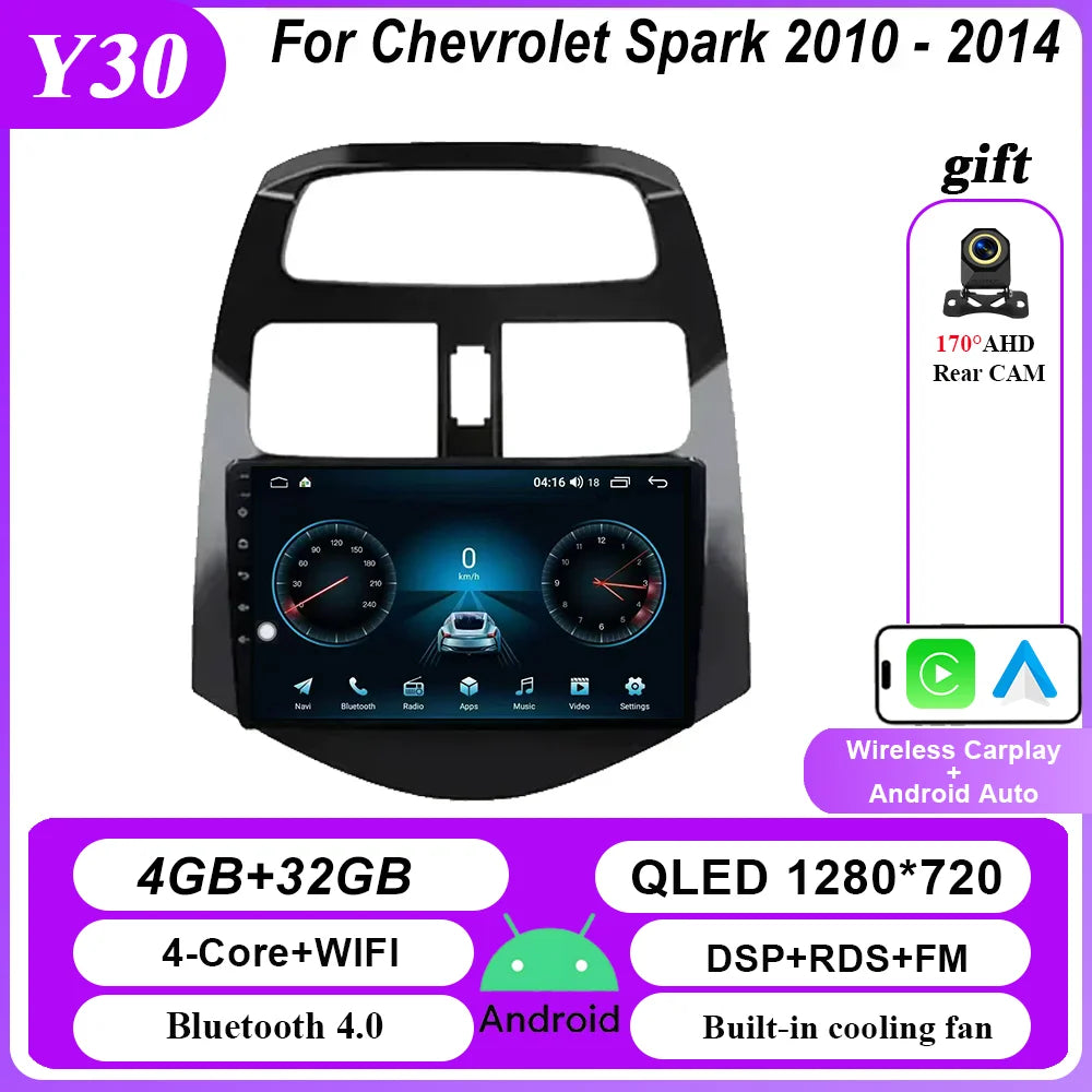Android Car DVD Radio Stereo For Chevrolet Spark 2010 2011 2012 2013 2014 Auto Multimidia Player GPS Navigation 4G Carplay 2DIN