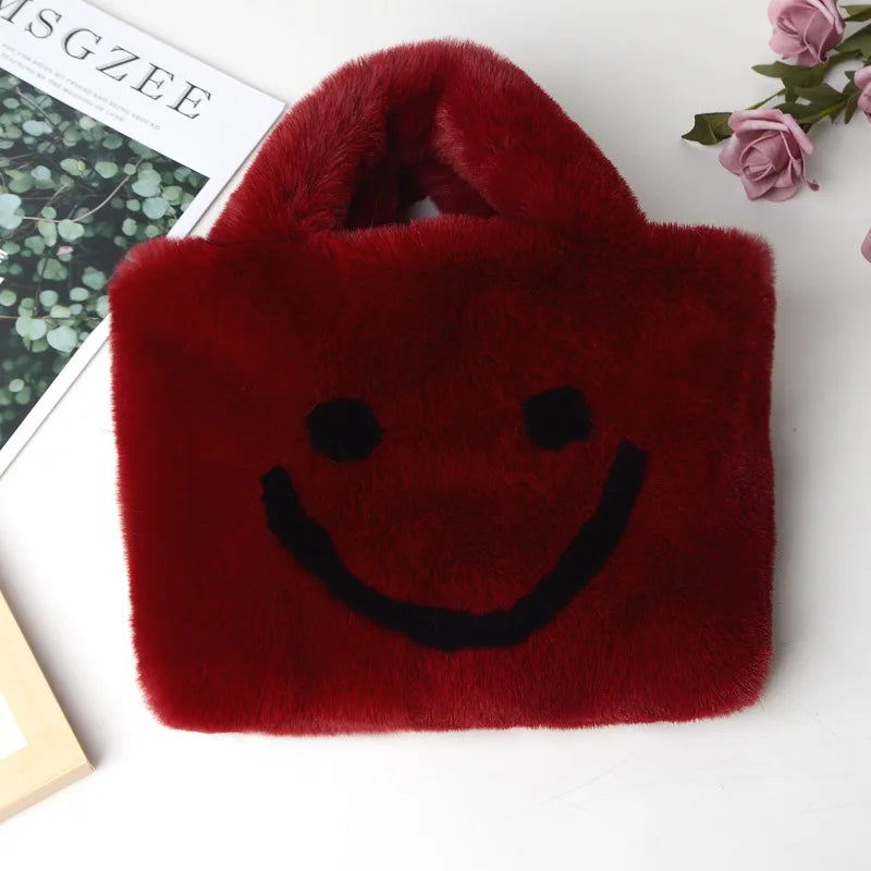 Woman Versatile Cute Soft Handbags Autumn And Winter Plush Shoulder Bag Messenger Bag Tote Bag Female Handbags Shopper Bag