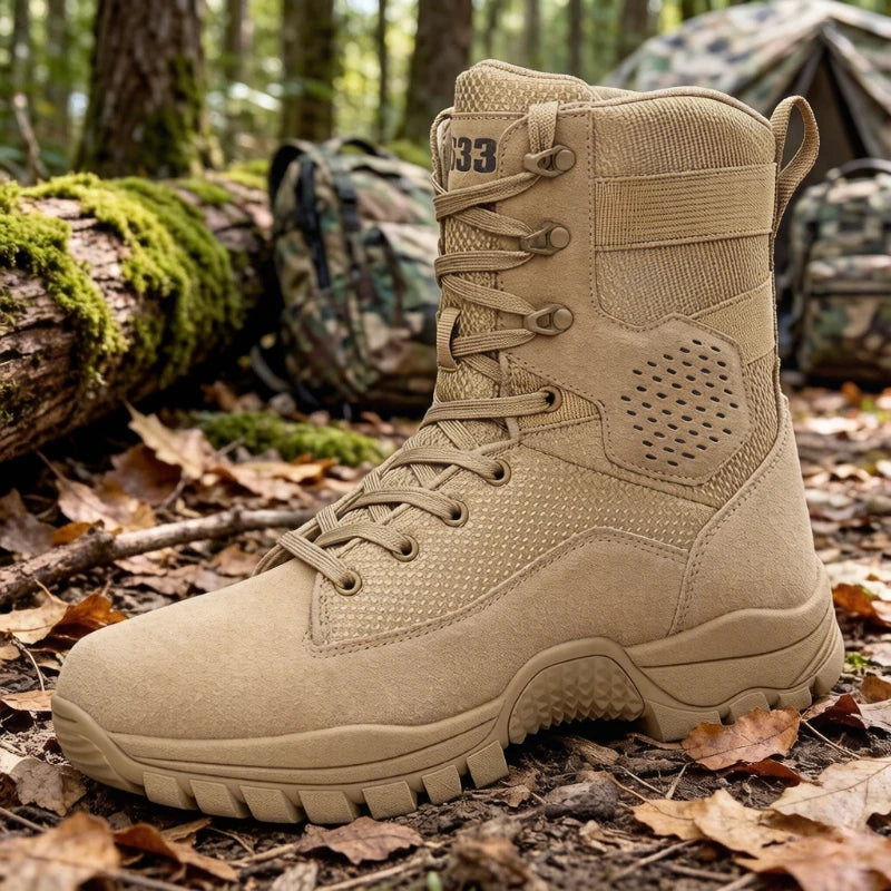 Men's Hiking Shoes High Top Tactical Boots Waterproof Outdoor Field Training Boots Anti Slip Fishing Hunting Sneakers for Men