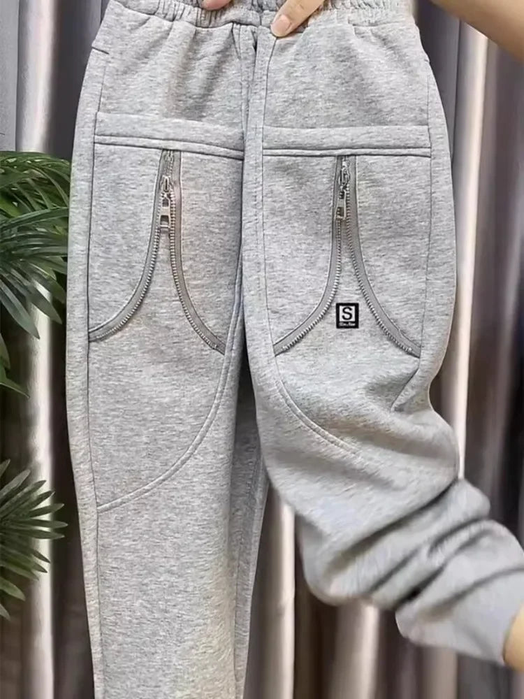 Casual Sweatpants 2025 Spring Autumn Loose Zipper Hallen Pants High Waist All-Match Slimming Fashion Y2k Sports Trousers Women