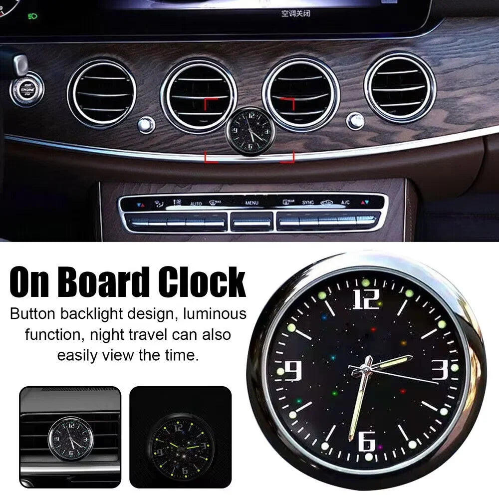 Black Car Clock Analog Alarm Clock Round Display Car RV Truck Interior Dash Mount electronic Quartz Clocks Car Gadgets