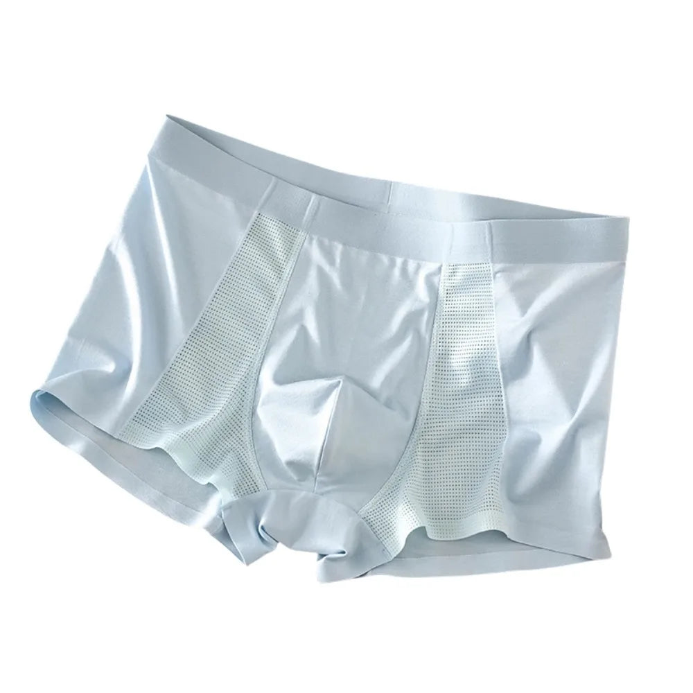 Comfortable Flat Pants Men's Boxer Briefs Thin Seamless Underwear for Men Breathable Mesh Ice Silk Underpants Men