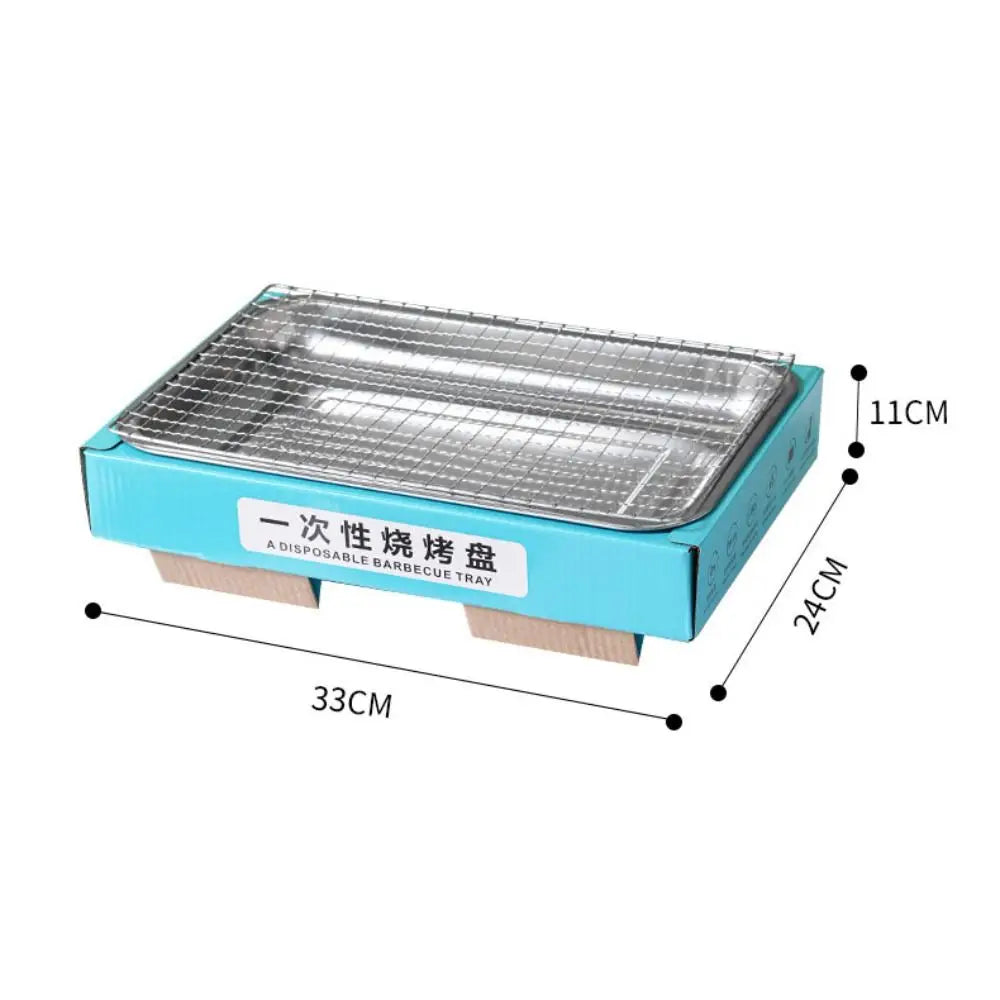 Household Disposable Barbecue Grill Smokeless Anti-scalding Shell BBQ Grill Rectangular with Brush Charcoal Grill Outdoor