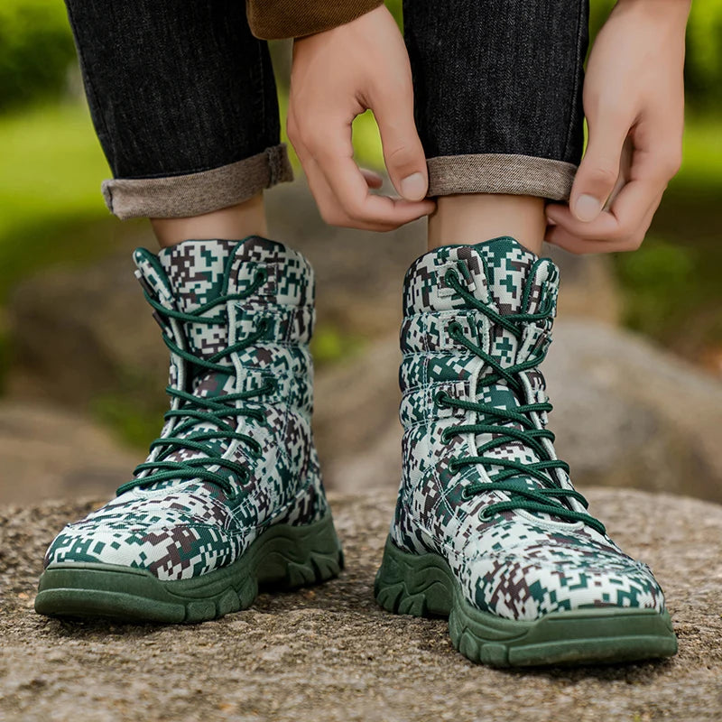 Men Boots High-top Mountain Sneakers Hiking Shoes For Men Outdoor Climbing Sneakers Autumn Winter Walking Zapatillas Hombre