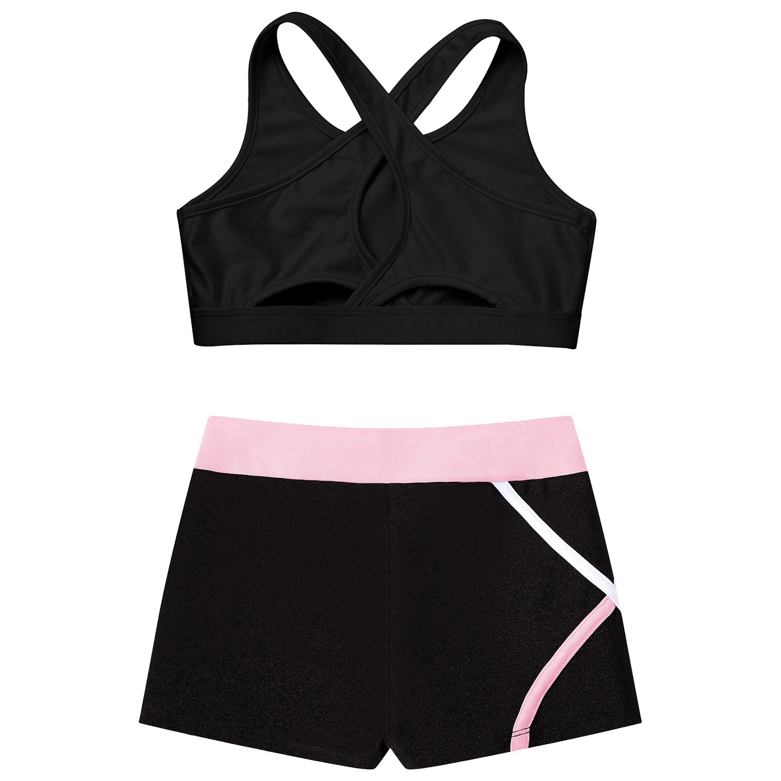 Children's Clothing Girls Ballet Dance Suits Crop Top + Shorts Sports Sets for Running Gym Workout Outfit 8 10 14 16 Kids Sets