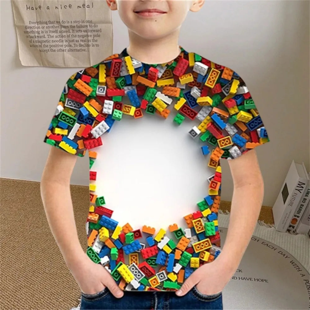 Kids Clothes Colored Particles T-Shirt Boy Girls Children Clothing for Boys Child Top Summer Short Sleeve Casual T-Shirt 7 to 10