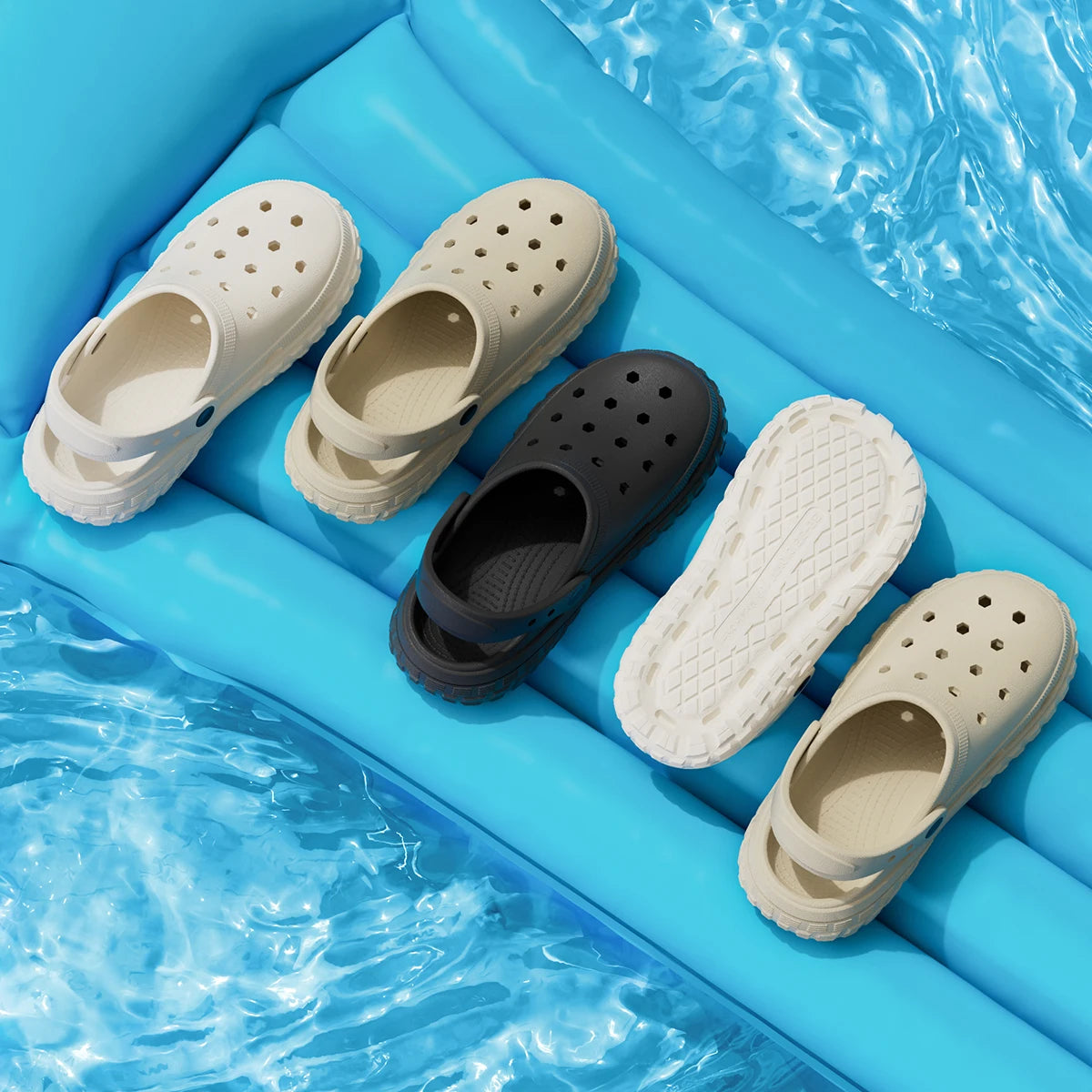 Women and Men's Hole Shoes Summer Non-Slip Outdoor Sandals Closed Toe Soft Feeling Beach Slippers Thick Bottom Soft Bottom