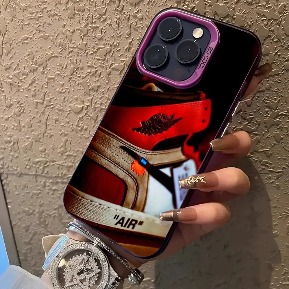 JORDAN 1 Designed And Sold By Phone Case IMD Color Silver Shell For IPhone 16 15 14 13 12 11 Pro Max Plus