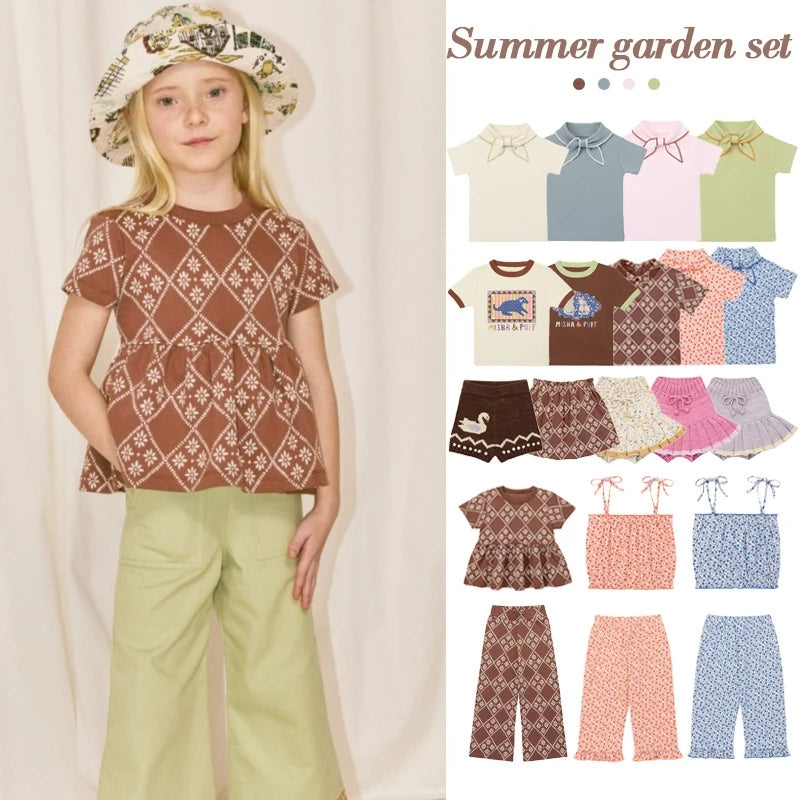 Kids Clothes 2026 SS Shirts Shorts New Spring Summer Korean Baby Girls Kniwear Shirts Skirts Pants Dress Children's Clothings