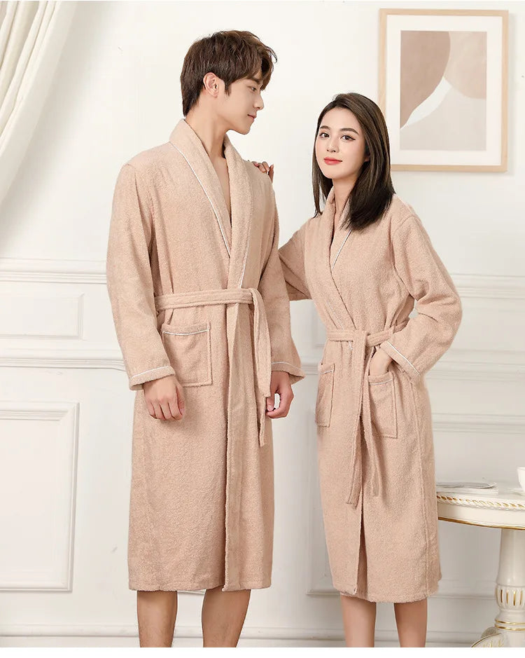 Women's 100% Cotton Toweling Terry Robe Unisex Lovers Soft Bath Robe for Men and Women Nightrobe Sleepwear Casual Home Bathrobe