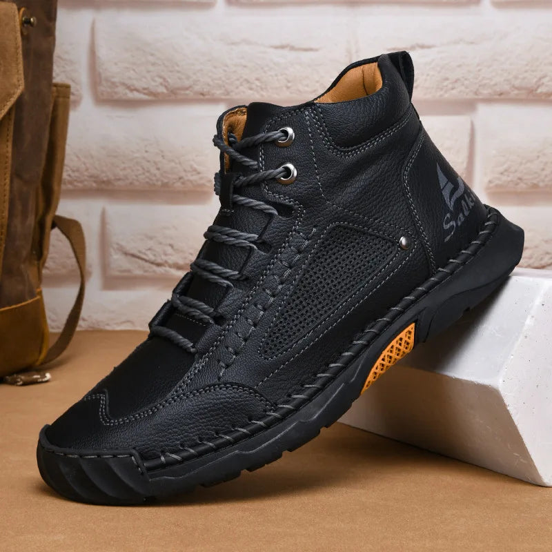 Hot Sale 2025 Handmade Men Boots Design Sneakers Ankle Boots Fall Breathable Man Outdoor Casual Leather Men Plus-size Shoes