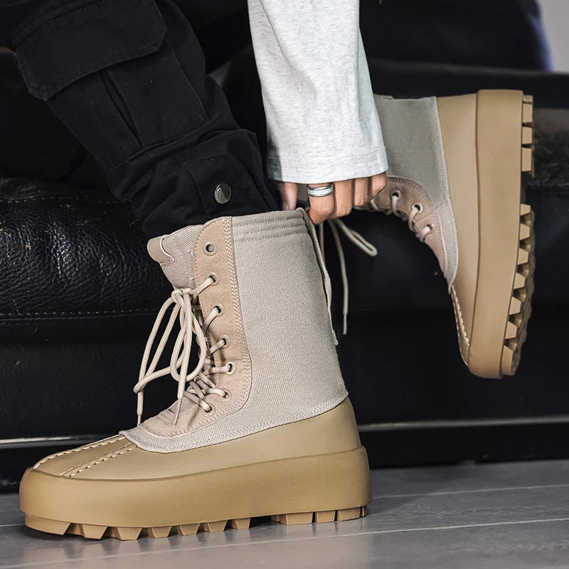 Men Outdoor High-top Boots Tactical Military Boots Thick-soled Shoes Lightweight Wear-resistant Hiking Shoes Men Motocycle Boots