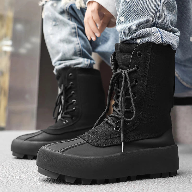 Men Outdoor High-top Boots Tactical Military Boots Thick-soled Shoes Lightweight Wear-resistant Hiking Shoes Men Motocycle Boots