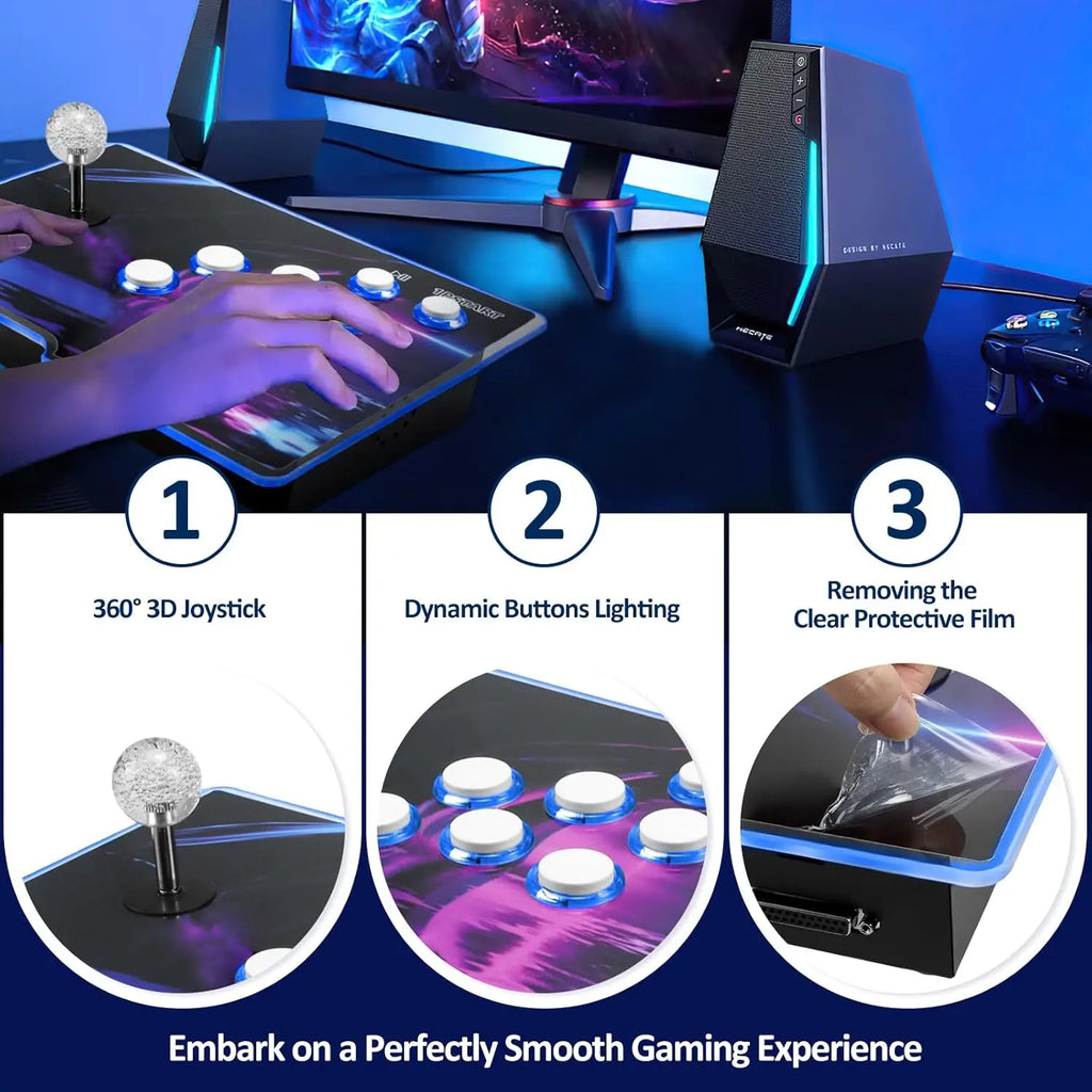 Newly 3D Arcade Games Console with 256G Built-in 30000+ Classic Games, 20+ Simulators, WiFi Download Game, Retro Arcade Machine