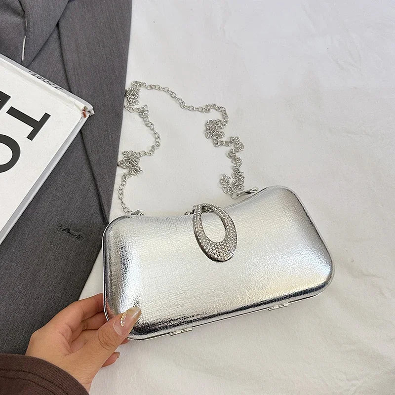 Women's Handbag Bags for Women 2025 Fashion Geometric Mini Party Evening Purse Crossbody Shoulder Bag Gold Box Lipstick Bag
