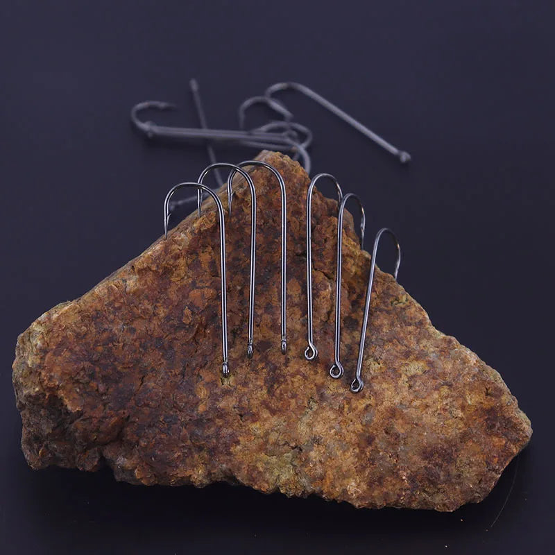 50pcs/lot Fishhooks High Carbon Steel Long And Straight Shank Barbed Fishing Hooks For Fresh And Saltwater Fishing