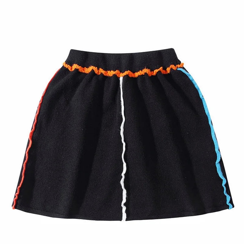 Children Girls Knitted Clothes Knit Skrit Teenagers Autumn Winter Boutique Kids Knitting Clothing Camo Black Skirts