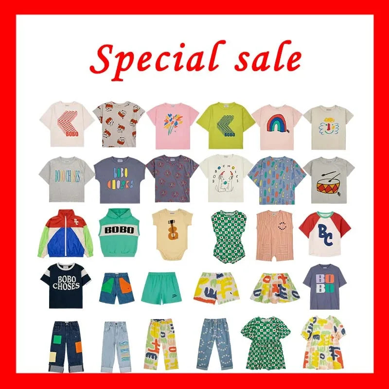 Special sale children's T-shirt suit 2024 summer boy casual round neck T-shirt girls dress kids jeans