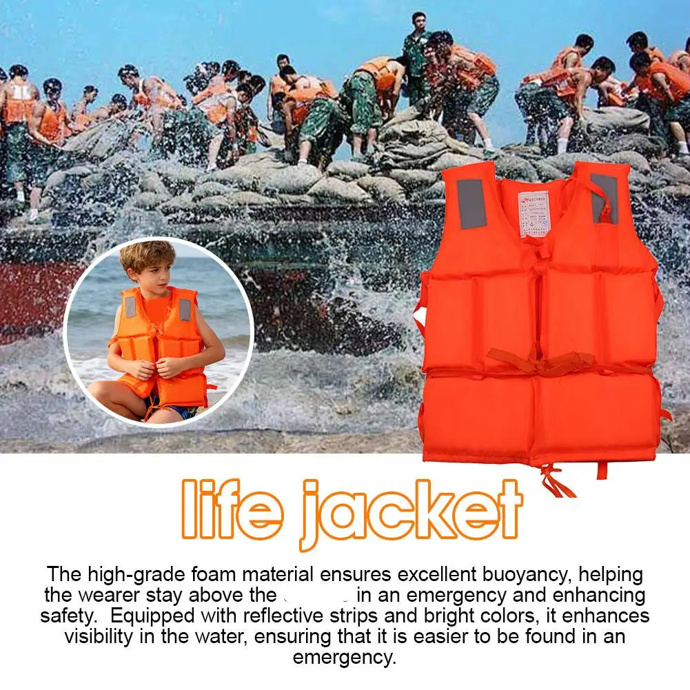 Life Jacket Orange Useful Adult Childen Foam Flotation Swimming Life Jacket Vest Boats Fishing Vest Swimming Drifting Vest