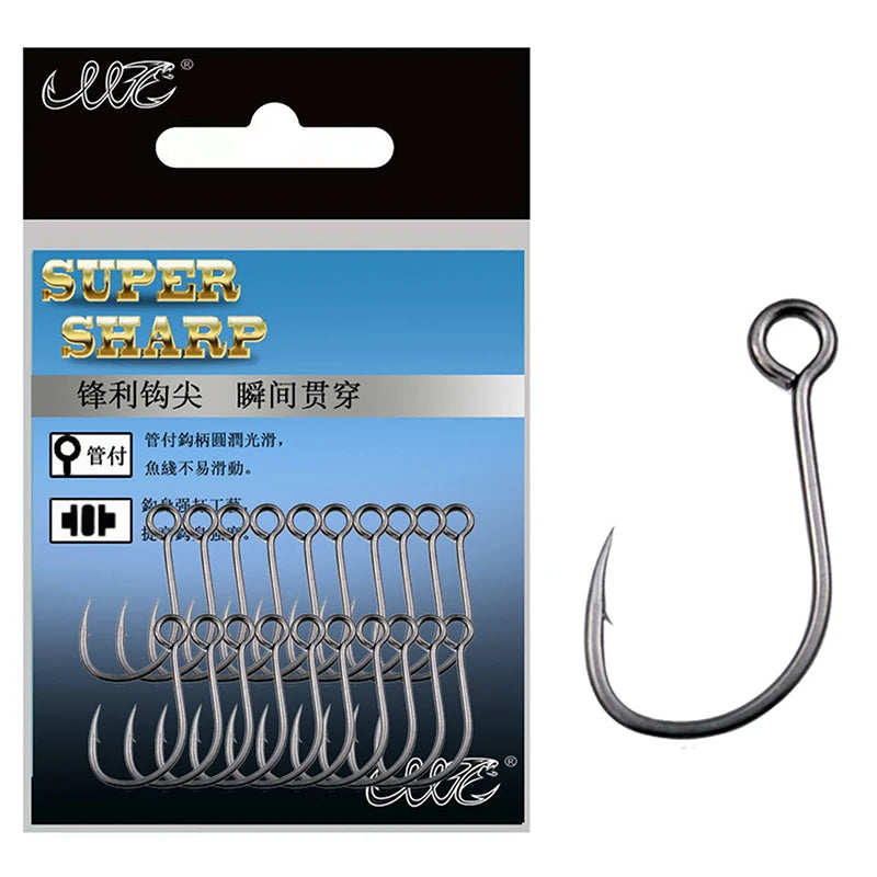 20Pcs/set Fish Hooks 4# 6# 8# 10# 12# Big Eye Single Fishing Hooks Lnline Fish Hooks For Live Bait&Hardbait Fishing Accessories