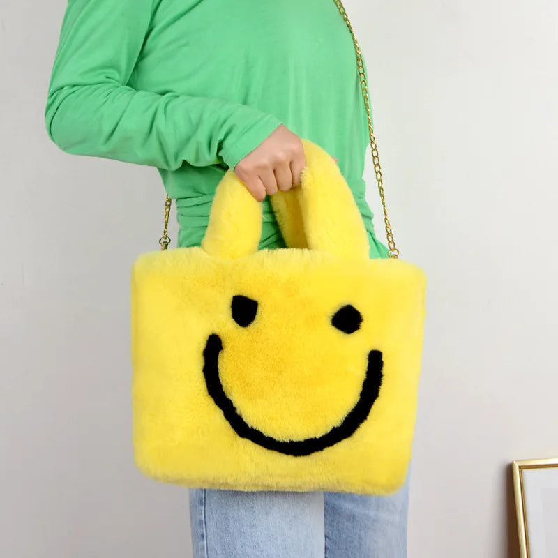 Woman Versatile Cute Soft Handbags Autumn And Winter Plush Shoulder Bag Messenger Bag Tote Bag Female Handbags Shopper Bag