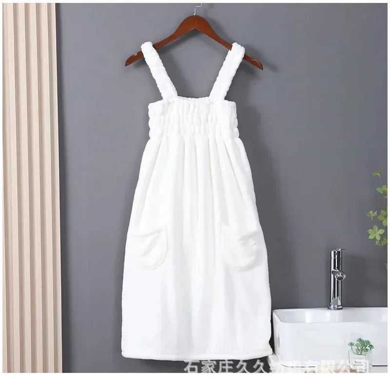 Women Wearable Bath Towel Wearable Towels Coral Fleece Women's Bath Skirt Absorbent Bath Skirt Shower Sauna Wear Towel