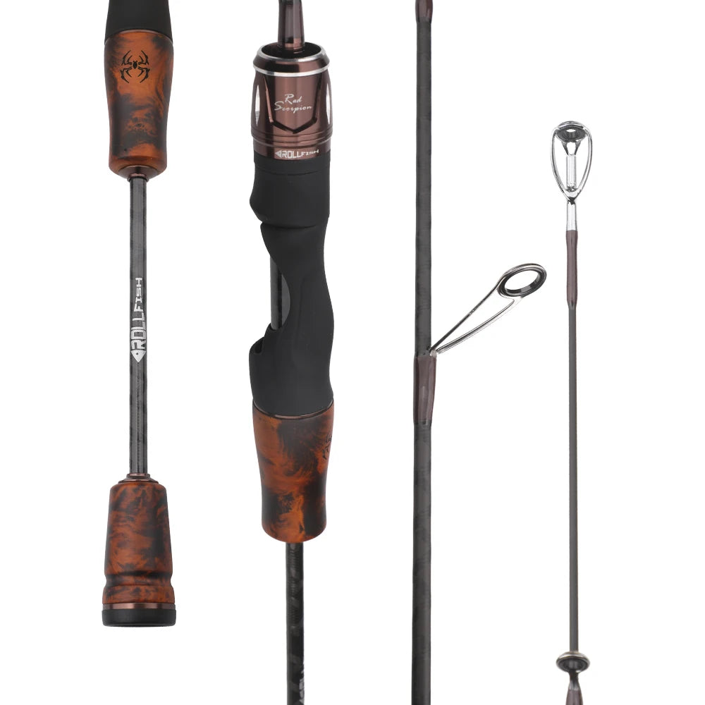 ROLLFISH Natural Solid Wood Handle UL Trout Fishing Rod Carbon Fiber Super Soft BFS Fishing Pole for Trout