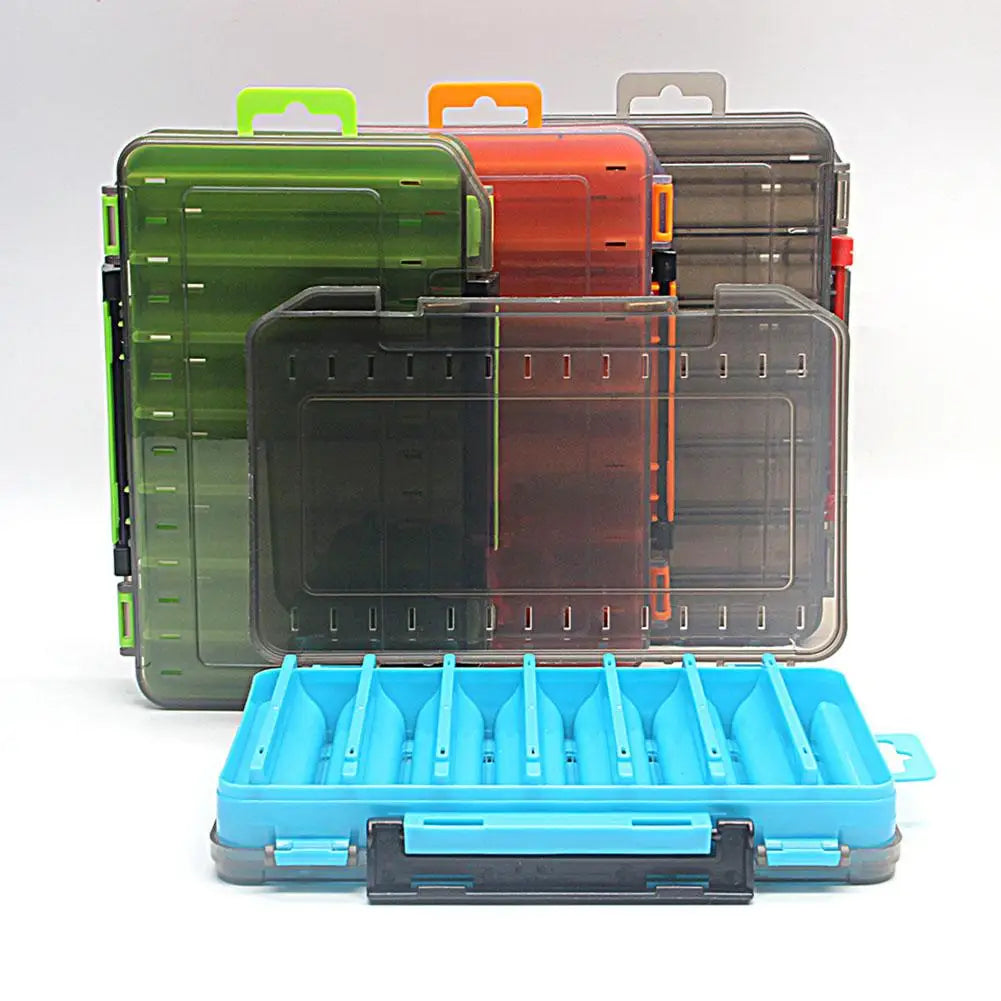 Fishing Tackle Box Lure Storage 14 Compartments Double Sided Open Case Strength Container Baits Gear Accesorios Pesca Tools Set