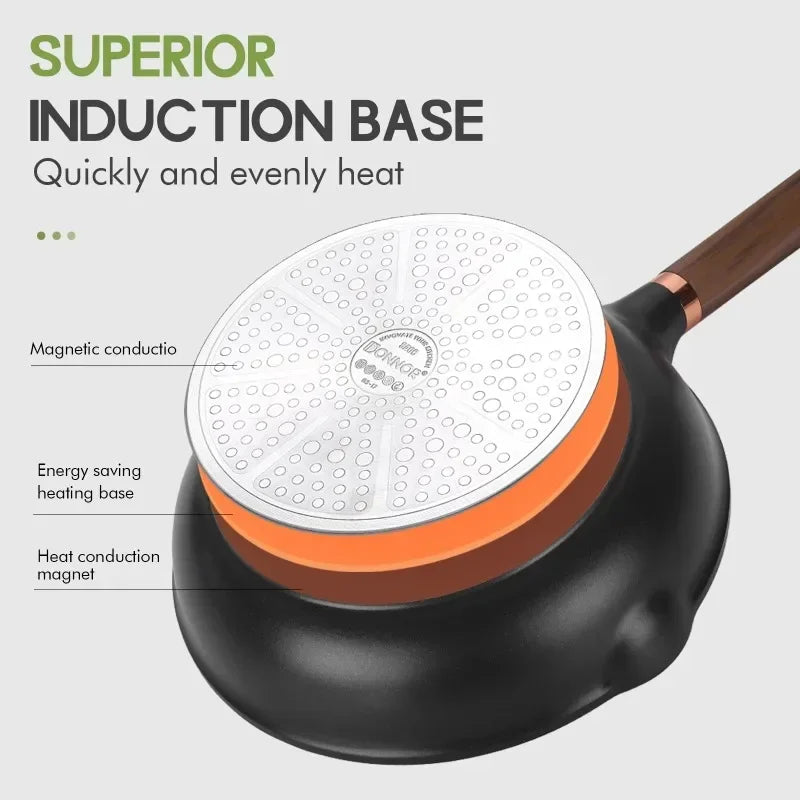 DONNOR Non-stick Frying Pan Soup Pot Wok Omelette Pans Cooking Pot Cookware for Gas Stove and Induction Cooker Home Accessories