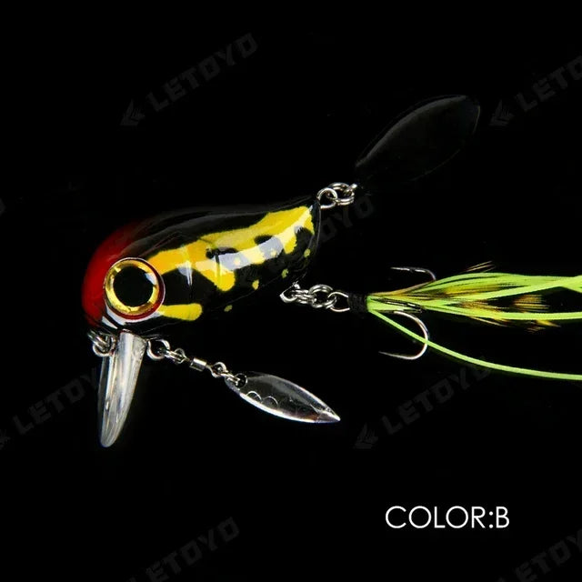 Topwater Crankbaits 8g Fishing Lures with Spinner Wobblers Rotating Glitter Artificial Hard Baits Freshwater Bass Lures Tackle
