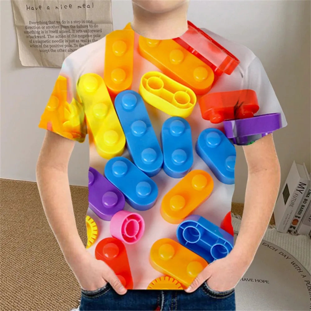 Kids Clothes Colored Particles T-Shirt Boy Girls Children Clothing for Boys Child Top Summer Short Sleeve Casual T-Shirt 7 to 10