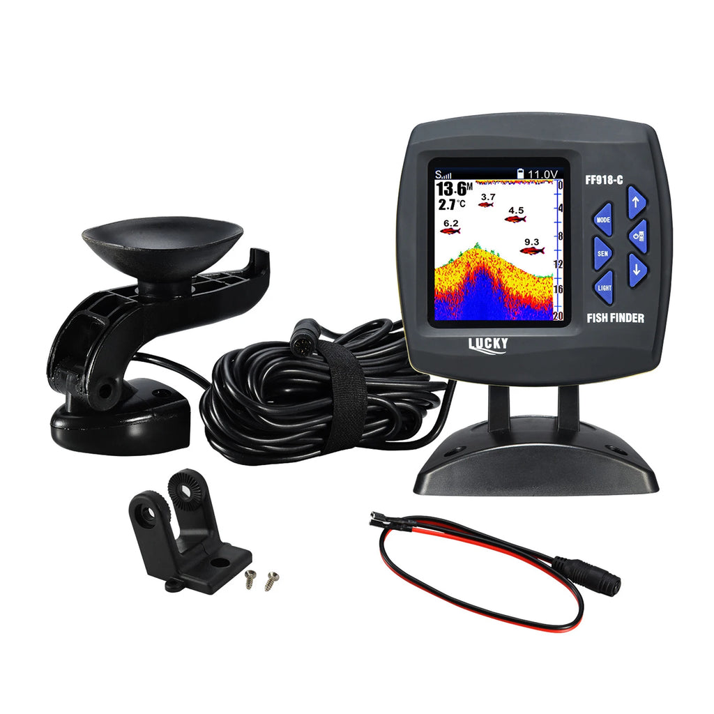 Fish Finder Wired Transducer Sensor Fishfinder 45-Degree Underwater Fishing Camera Waterproof Monitor LCD Fishfind Fish Detector