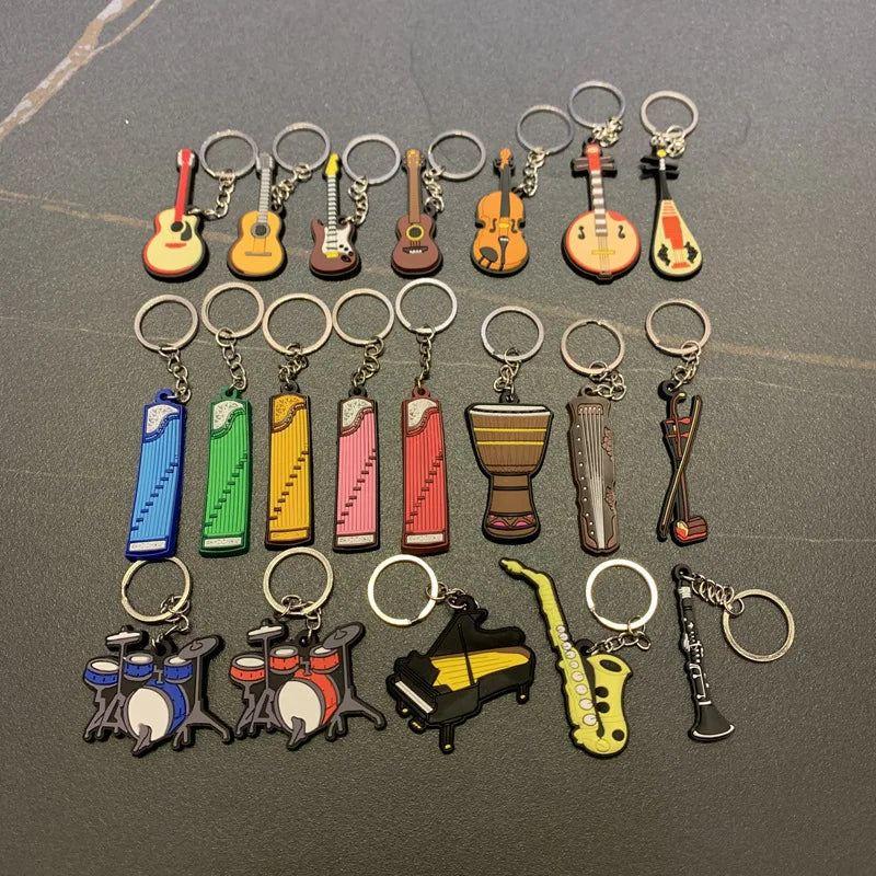 New Musical Instrument Silicone Guitar Pvc Soft Keychain Cartoon Small Gift Pendant K5156