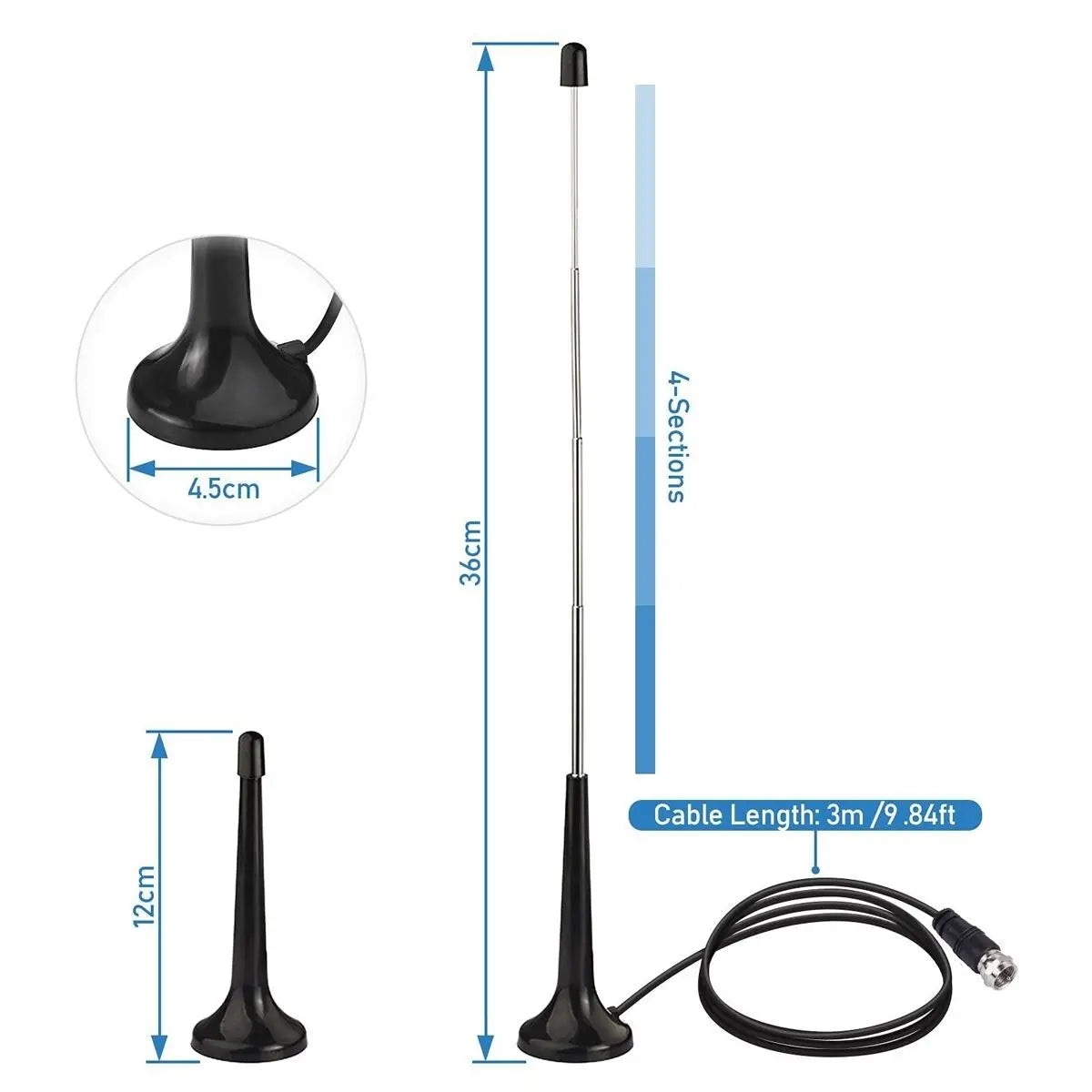 Household Dab Fm Radio Antenna Stereo Receiver High Gain 75 Ohm Indoor Radio Antenna
