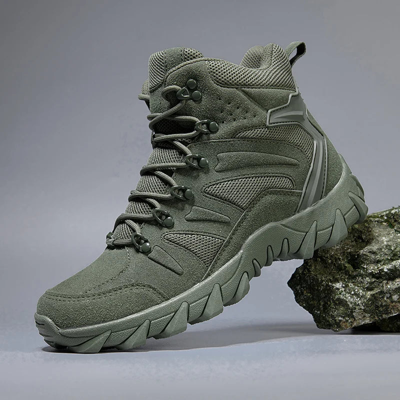 Men's Upgraded Tactics Combat Training Boots Anti-wear Rapid Response Hiking Shoes Outdoor Camping Fishing Hunting Sneakers