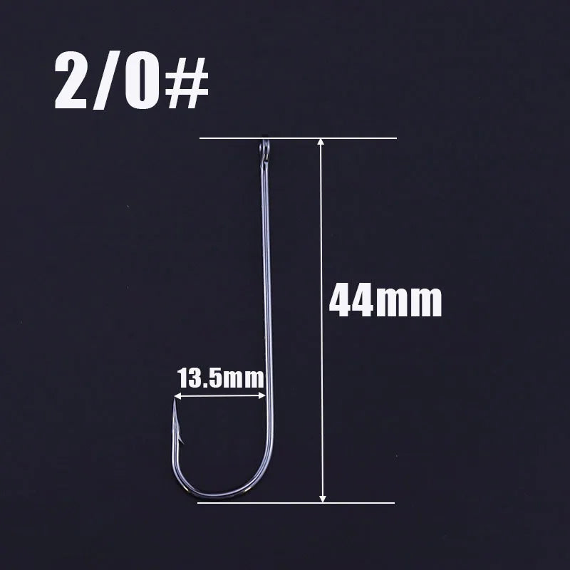 50pcs/lot Fishhooks High Carbon Steel Long And Straight Shank Barbed Fishing Hooks For Fresh And Saltwater Fishing