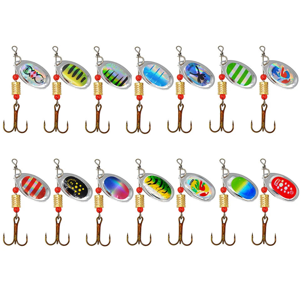 1Pcs 3G 3.5G 4.5G Spinner Lures Rotating Spinners Spoon Hard Bait Pike Metal With Treble Hooks Fishing Lure Pesca Tackle