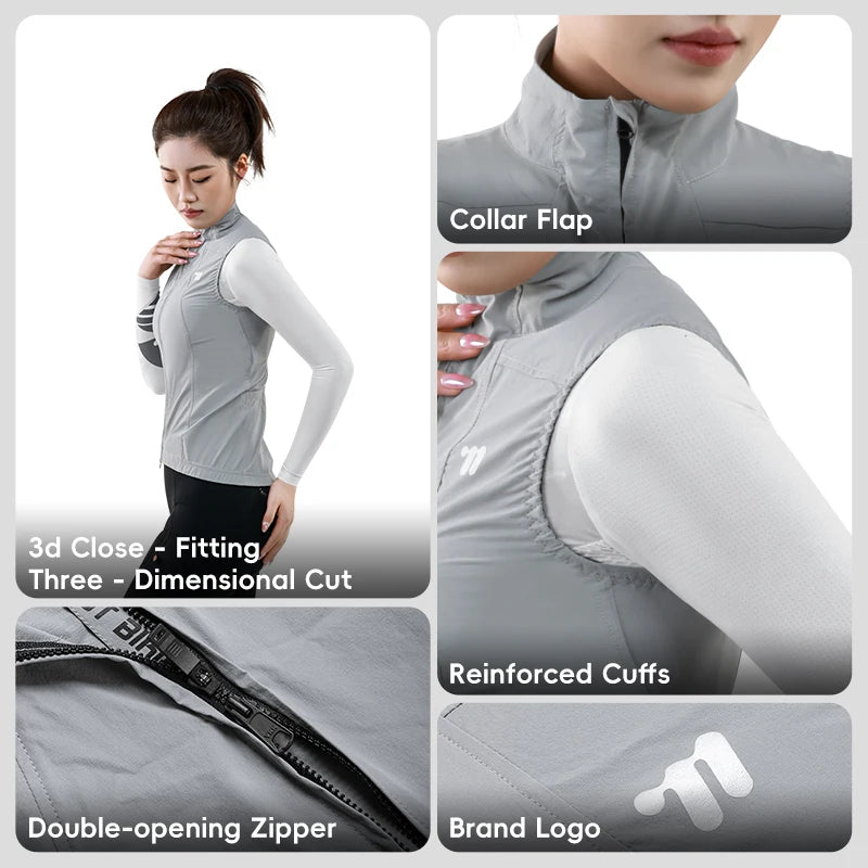 WEST BIKING Women's Cycling Vest Windproof Summer Sports Waistcoat Outdoor Running Fitness Sun Protection Sleeveless Clothing