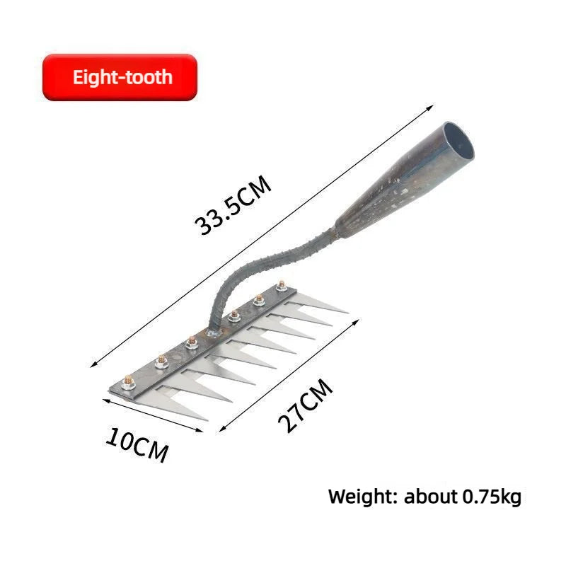 8/7/6/5teeth Garden Weeding Rake Heavy Duty Metal Gardening Hoe Weeding Rake Farm Tool for Gardening Weeding Loosening Soil Rake