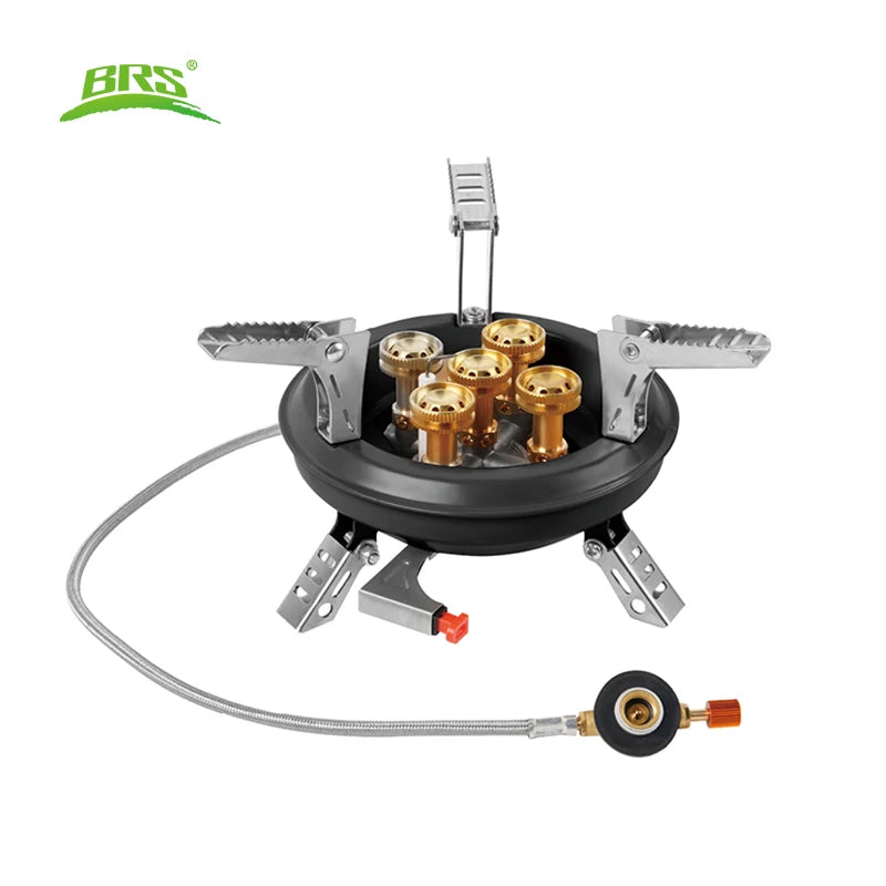 16000W Camping Gas Burner Mini Camp Stove Portable 5-Core Strong Power Gas Stoves Tourist Picnic Furnace BRS-201 For Camping