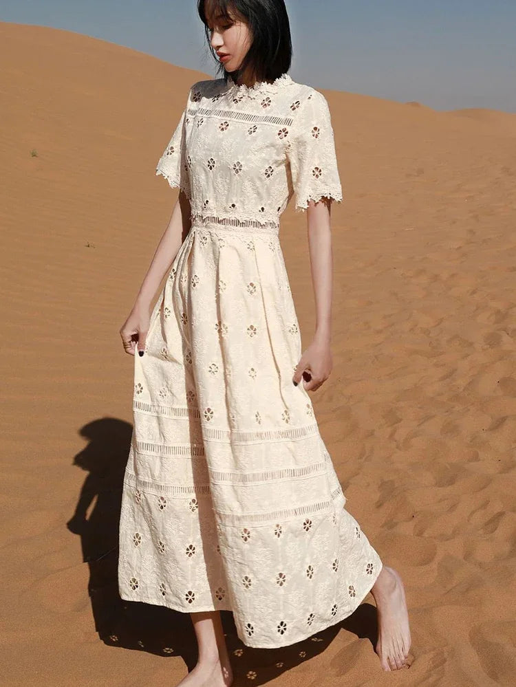 Gypsylady Boho Elegant Chic Maxi Dress Hollow Out Casual Summer Women Dresses Sheer Sexy Holiday Casual Ladies Dress Vestidos