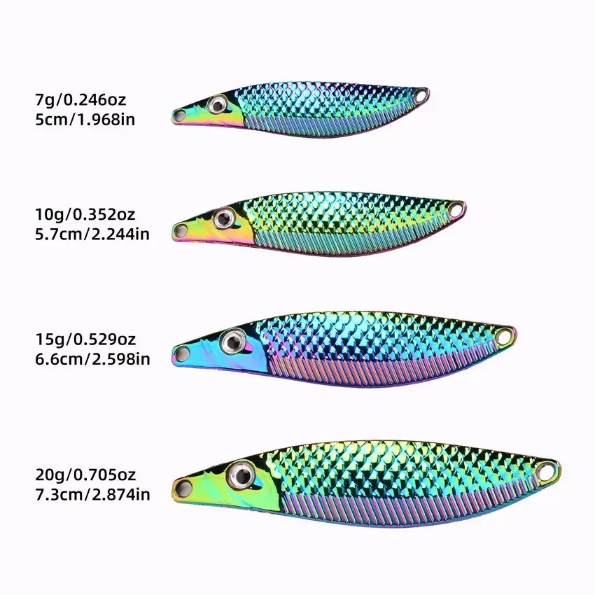 1PC 7g-20g Metal VIB Leech Spinners Spoon trout fishing Lures Artificial Bait Saltwater Trolling Wobblers Night Fishing Tackle