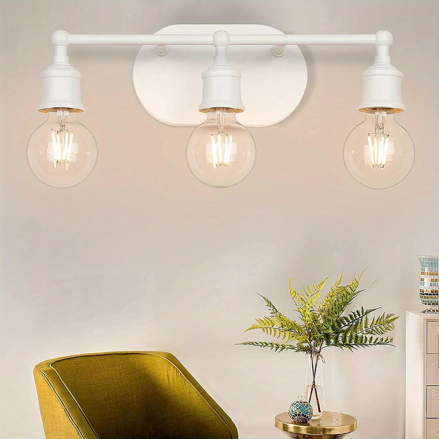 Vanity Light Fixture, Brushed Nickel Wall Sconce Lighting, Modern Bathroom Vanity Wall Lights E26 Base, Vintage Metal Indoor Wal